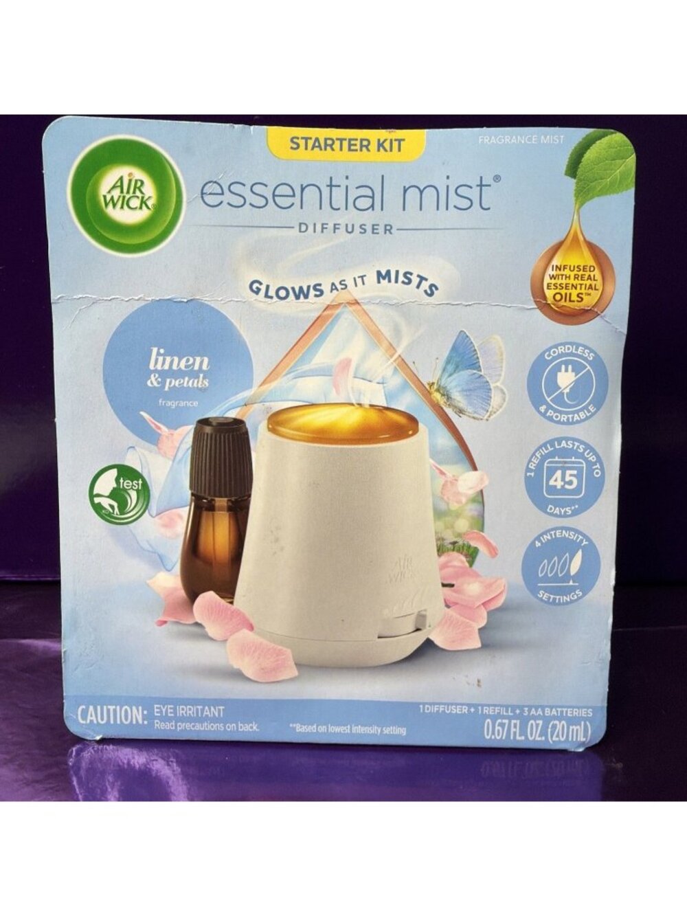 Air Wick Essential Mist Scented Oil Cordless Diffuser Starter Kit Linen Petals